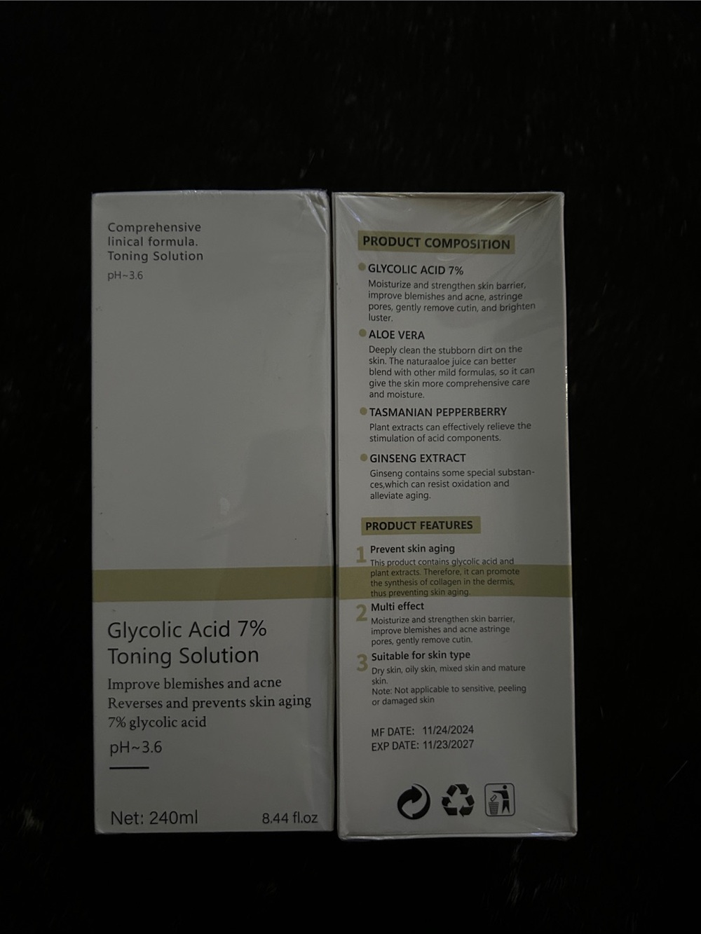 Glycolic Acid 7% Toning Solution — White Gentle Exfoliating Toner
